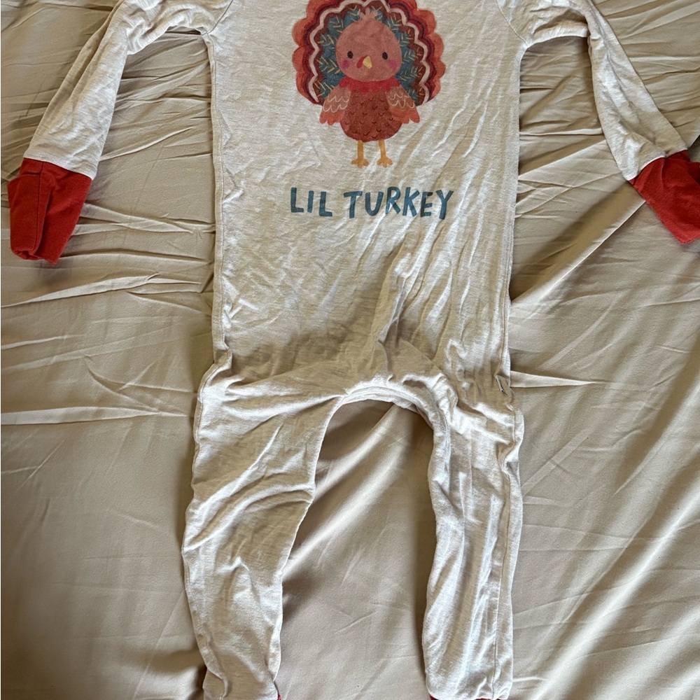 Little Sleepies Cream Onesie with Red Trim